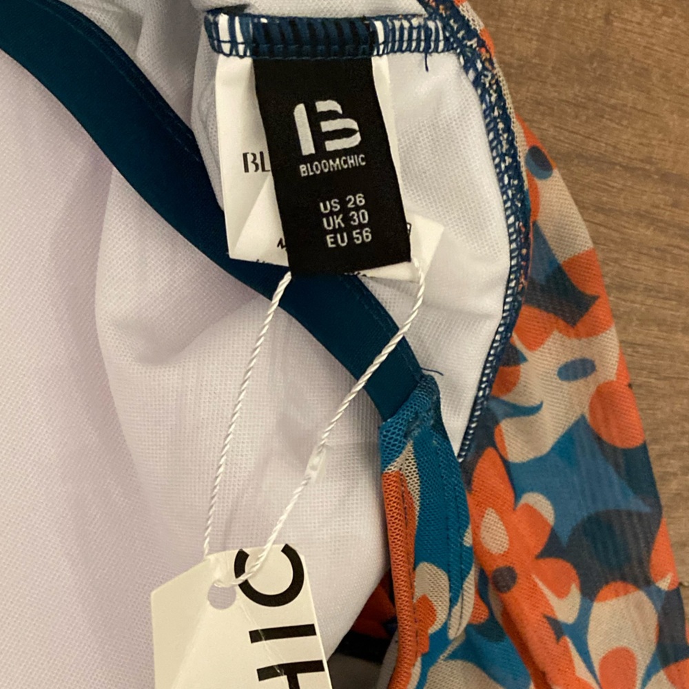BloomChic NWT Floral Swim Dress in Teal/Coral/White Women’s Plus 26 - Picture 4 of 13